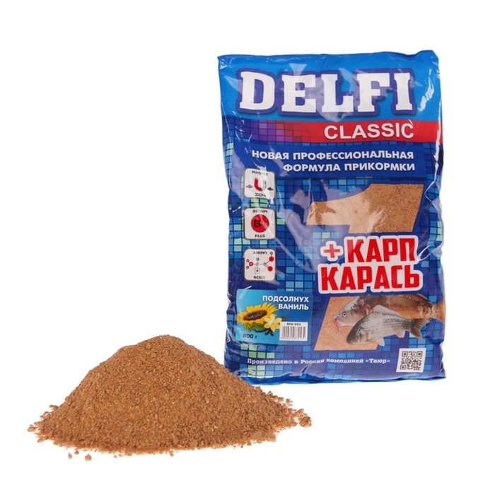 

Делфи Прикормка DELFI Classic, карп-карась, подсолнух, ваниль, 800 г, Коричневый