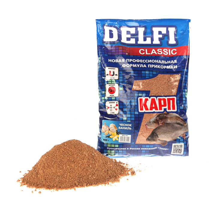 

Делфи Прикормка DELFI Classic, карп, чеснок, ваниль, 800 г, Коричневый