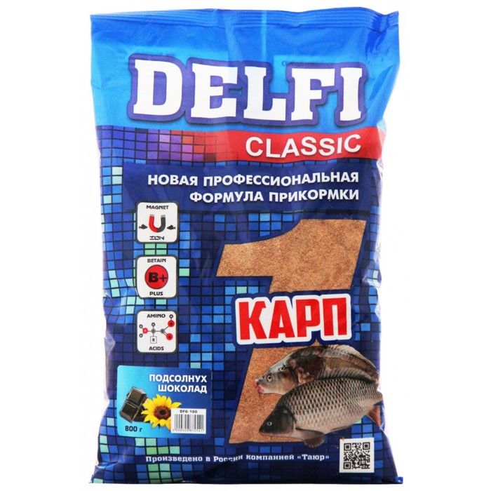 

Делфи Прикормка DELFI Classic, карп, подсолнух, шоколад, 800 г, Бежевый