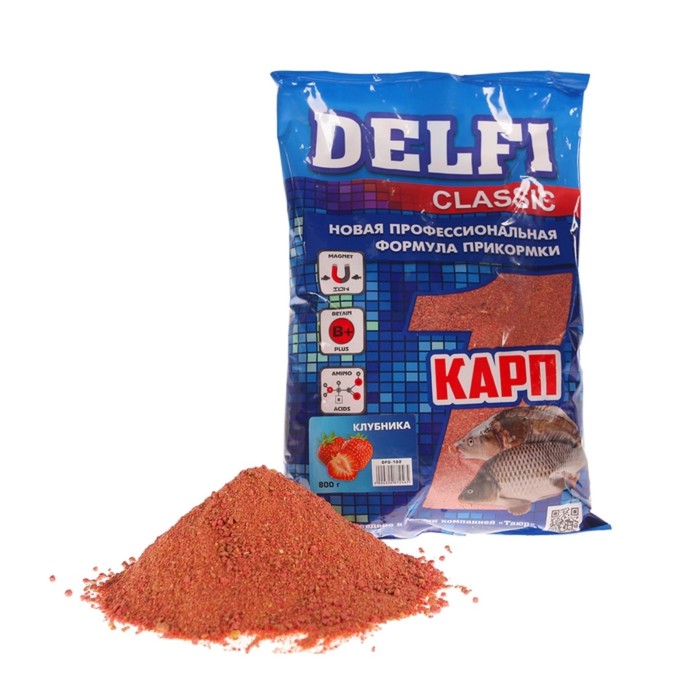 

Делфи Прикормка DELFI Classic, карп, клубника, 800 г, Красный, Classic