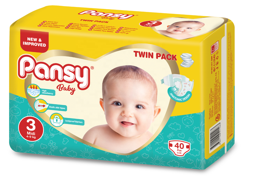 фото Подгузники pansy baby twin midi размер 3, 4-9 кг, 40 шт.