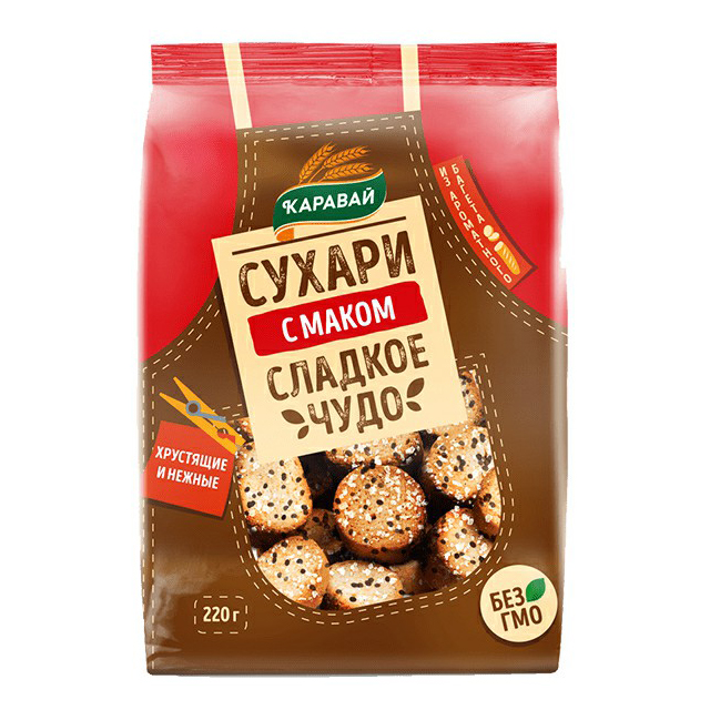 

Сухари Каравай Сладкое чудо с маком и сахарной посыпкой 220 г