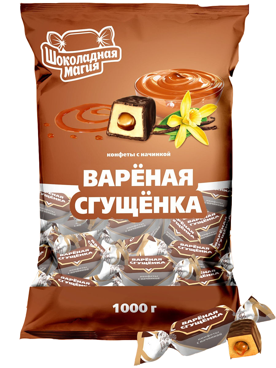 

Конфеты помадные Шоколадная Магия Вареная сгущенка в шоколадной глазури 200 г
