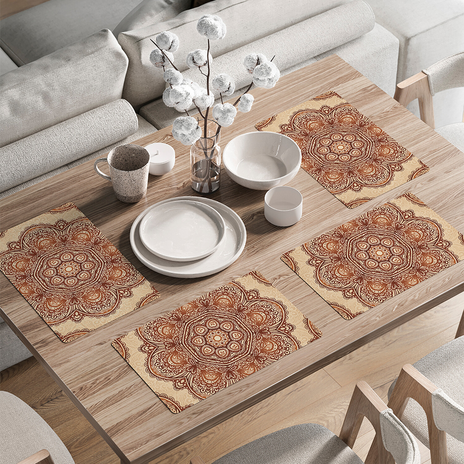 

Комплект тканевых салфеток JoyArty "Коричневый цветок" для сервировки стола 46x30 см 4шт, Коричневый цветок