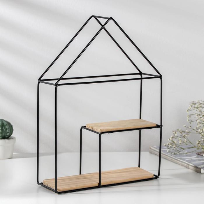 

Полка 2-х ярусная Доляна «Домик», 22×24×7,5 см, цвет чёрный