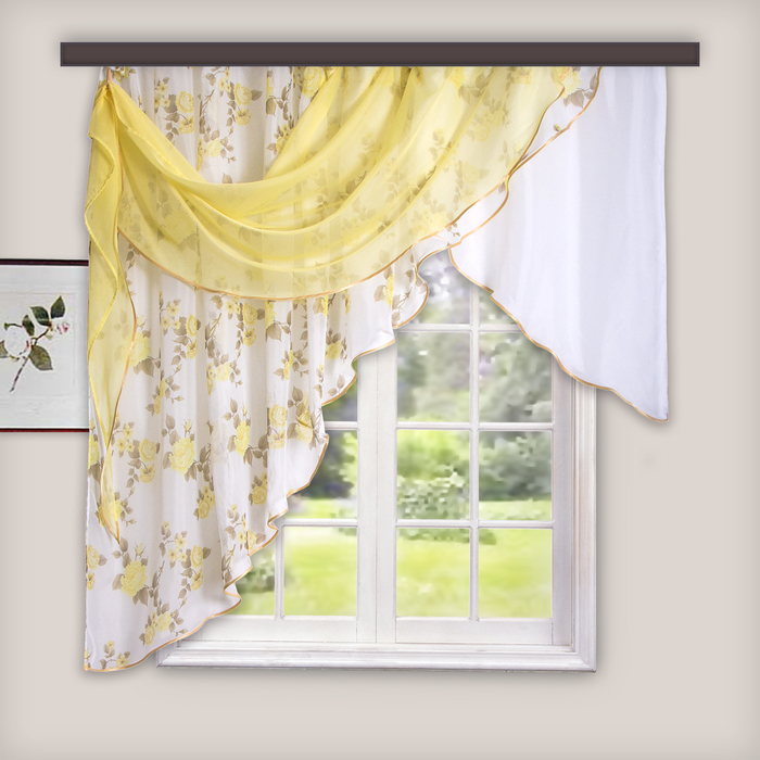 

Комплект штор для кухни Иллюзия 300х150 см, золото, левая, 100% п/э