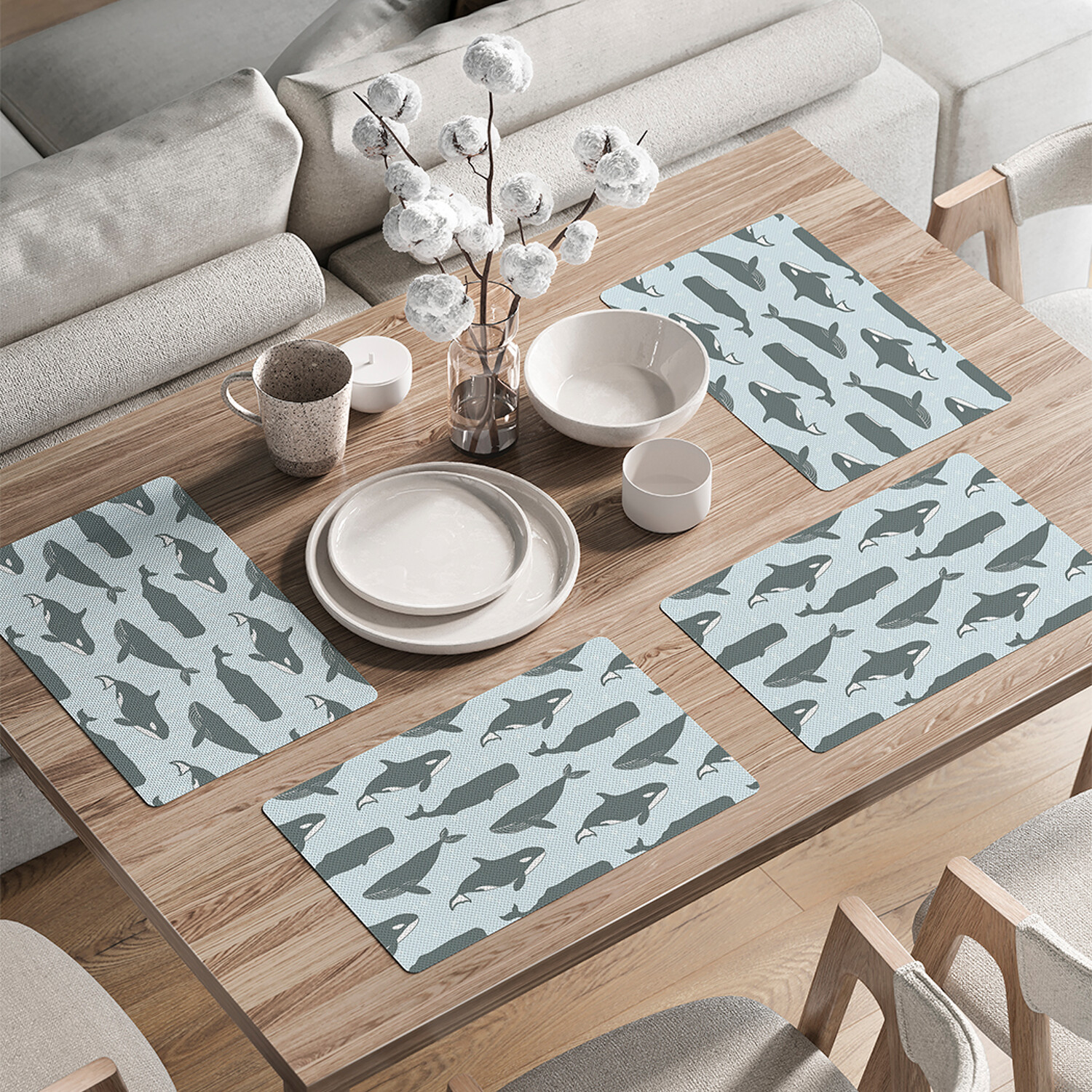 

Комплект салфеток JoyArty "Кит касатка кашалот" для сервировки стола 46x30 см 4шт, Серый, Кит, касатка, кашалот