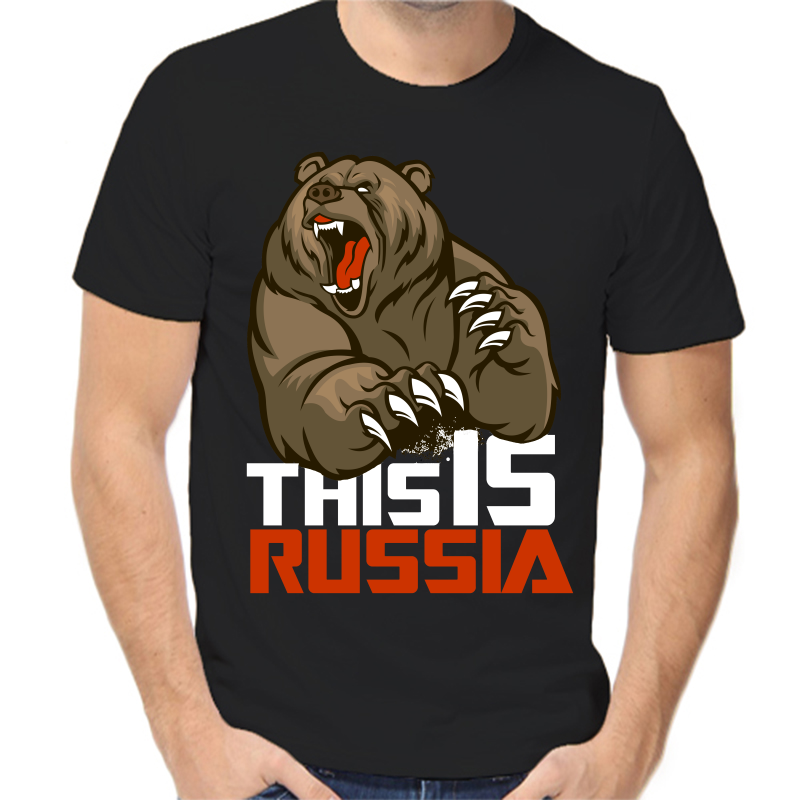 

Футболка мужская черная 44 р-р с надписью Россия this is Russia, Черный, fm_this_is_russia