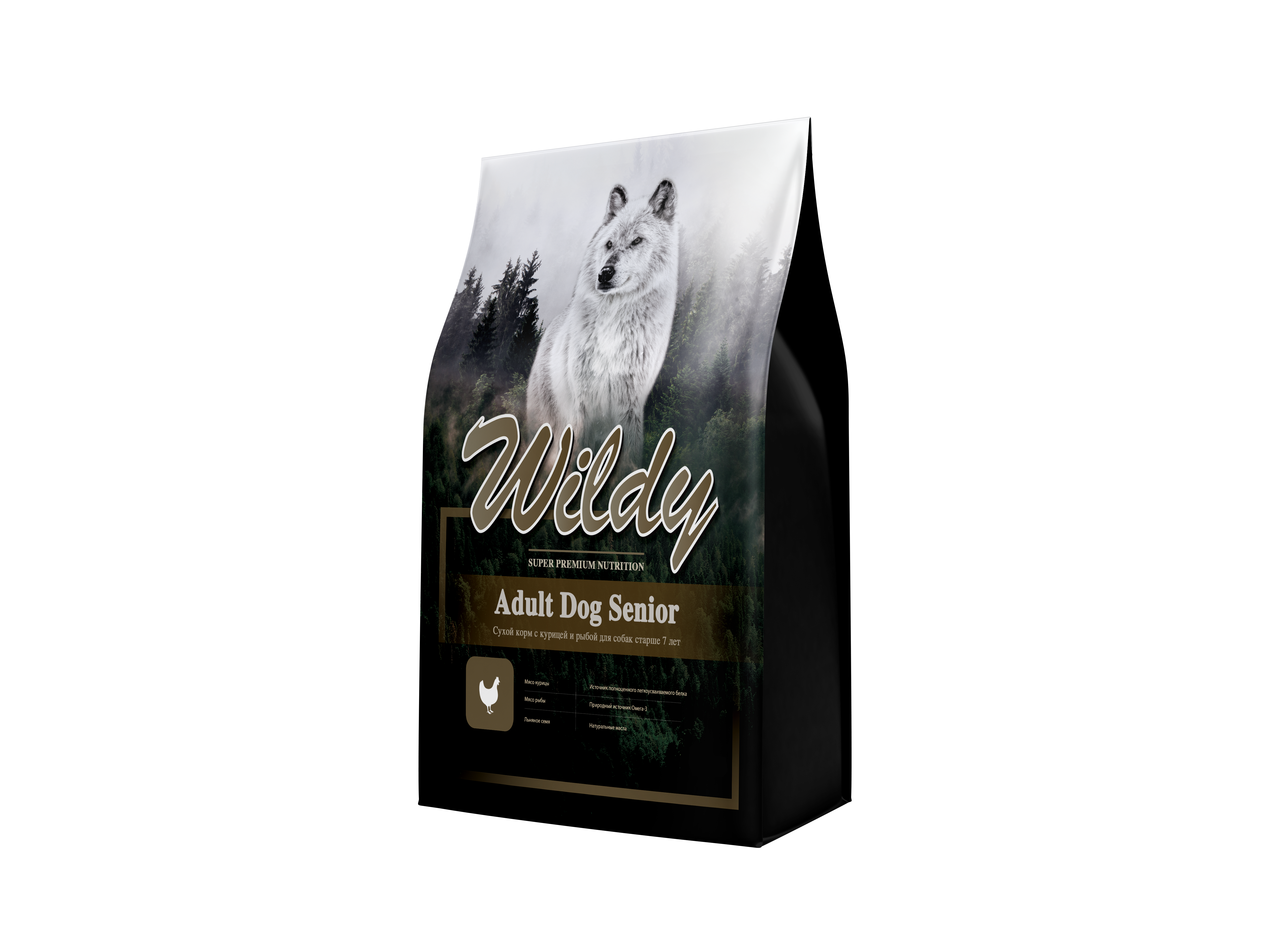 фото Сухой корм wildy adult dog senior с курицей и рыбой для собак старше 7 лет, 8 кг