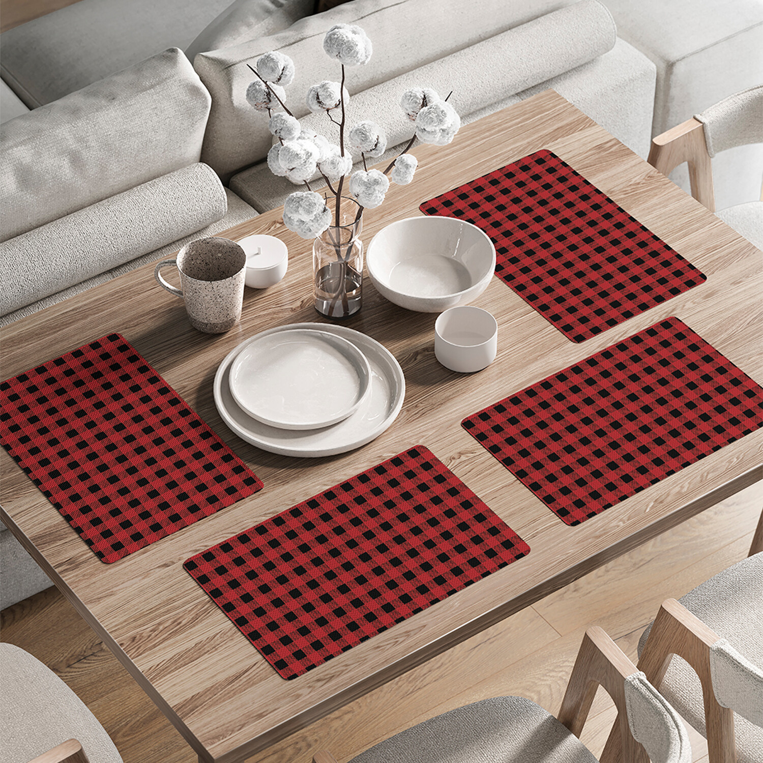 

Комплект салфеток JoyArty "Шотландская мелкая клетка" для сервировки стола 46x30 см 4шт, Красный, Шотландская мелкая клетка