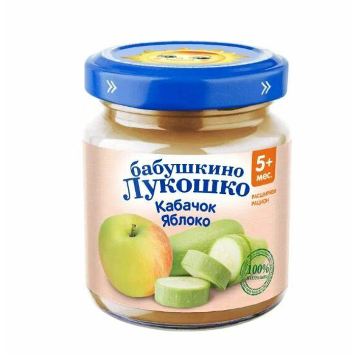 Пюре овощное Бабушкино Лукошко Кабачок-яблоко с 5 месяцев 100 г, 1 шт.
