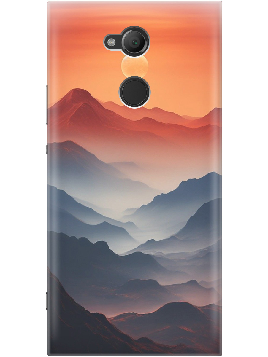 

Силиконовый чехол на Sony Xperia XA2 Ultra с принтом "Луна над горами", Прозрачный;оранжевый;черный, 717458310