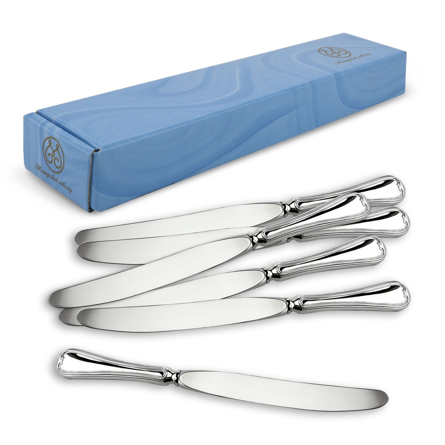 Комплект столовых ножей Мстерский ювелир №8 посеребренный 6 предметов