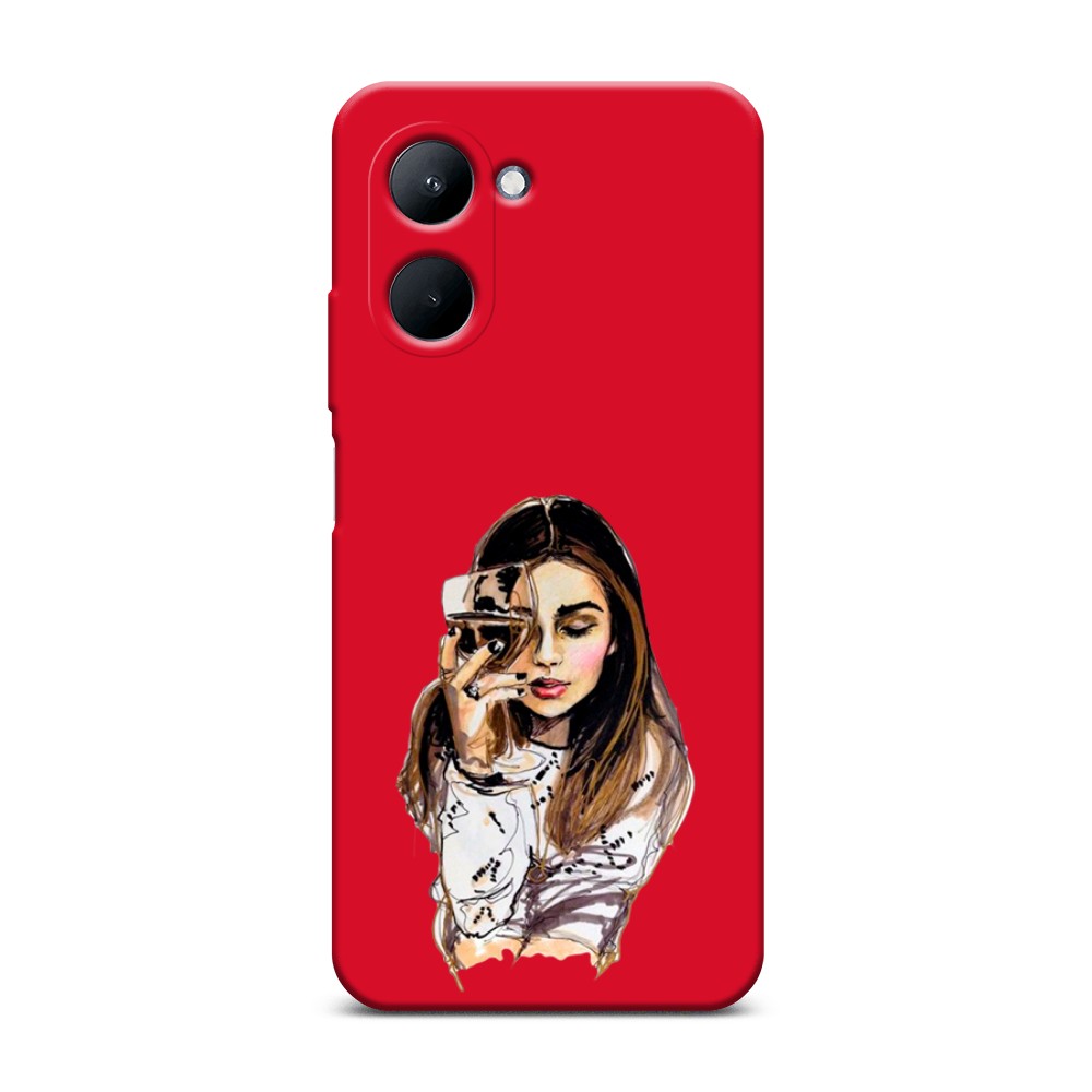 

Чехол Awog на Realme C33 "Девушка с бокалом", Бежевый;коричневый;белый, 2511353-1