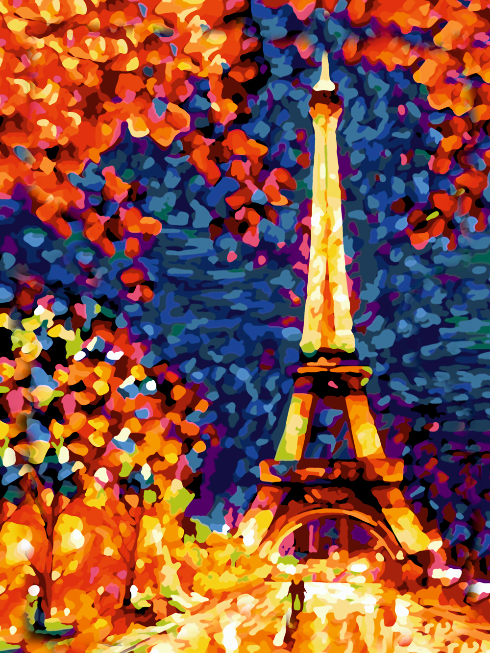 фото Алмазная мозаика со стразами на подрамнике kiki va046 яркий париж 30х40