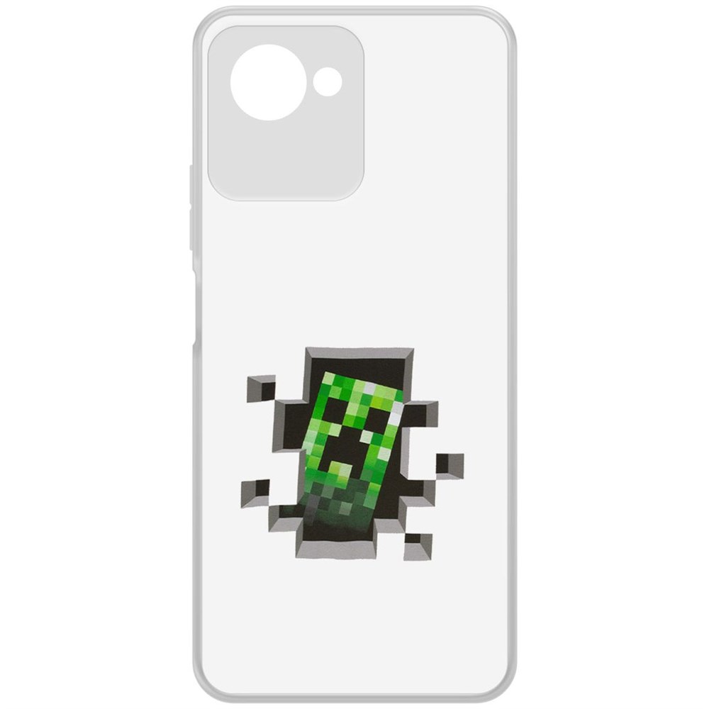 

Чехол-накладка Krutoff Clear Case Minecraft-Крипер для Realme C30s, Прозрачный