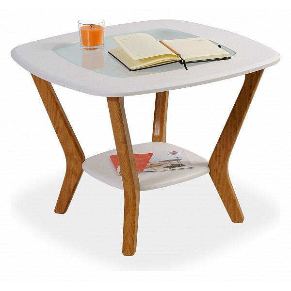 фото Журнальный столик мебелик мельбурн ml_002589 65х65х50 см, белый/дуб светлый