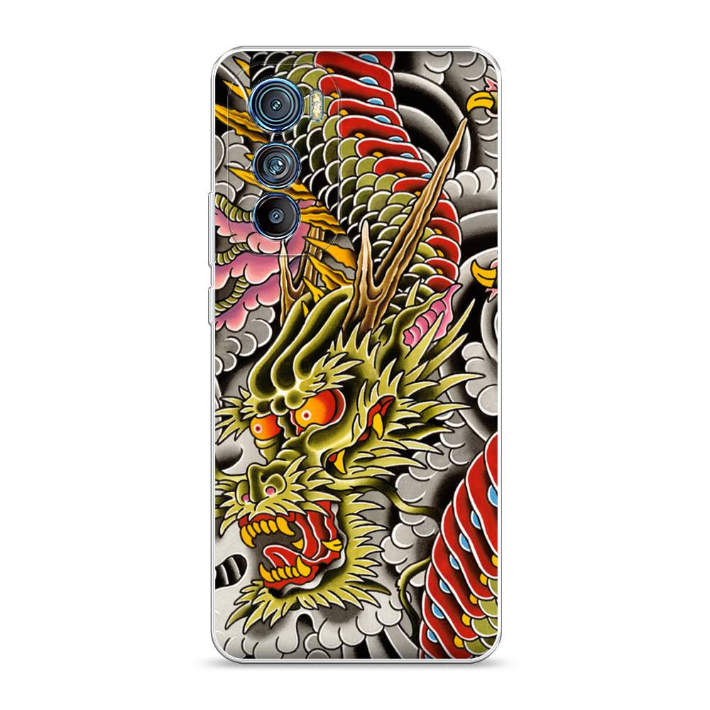 

Чехол на Motorola Edge 30 "Японский дракон", Желтый;розовый;красный, 243250-4