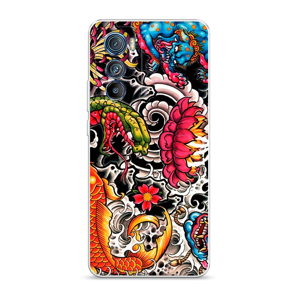 

Чехол на Motorola Edge 30 "Японское искусство", Красный;оранжевый;голубой, 243250-4