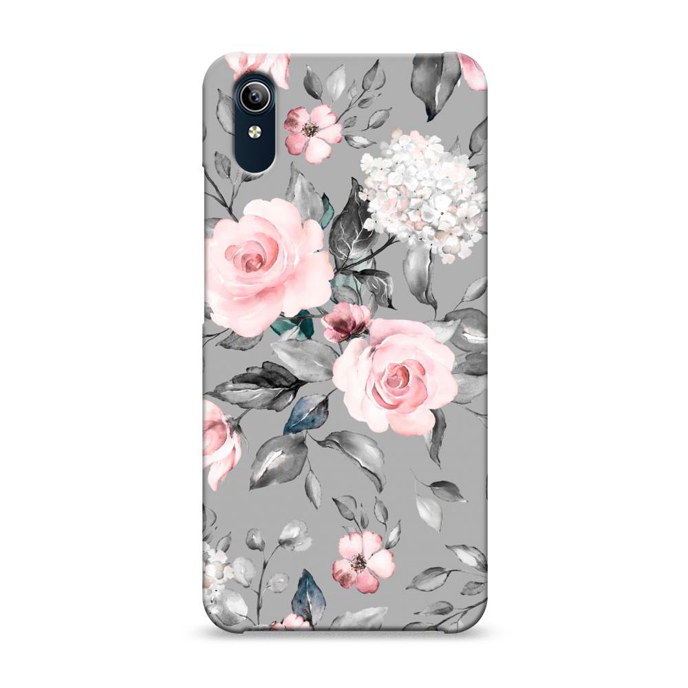 фото Пластиковый чехол "розы на сером" на vivo y91c awog