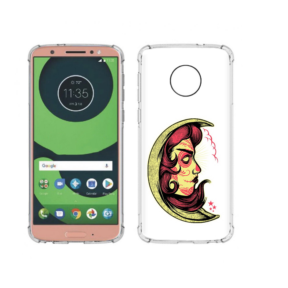 

Чехол MyPads Tocco для Motorola Moto G6 желтый полумесяц с лицом девушки (PT99805.376.346), Прозрачный, Tocco