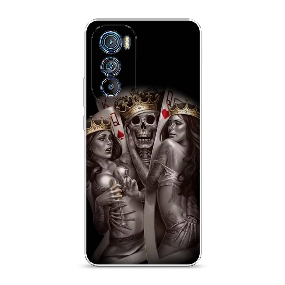 

Чехол на Motorola Edge 30 "Карты король и королевы", Серый;желтый, 243250-6