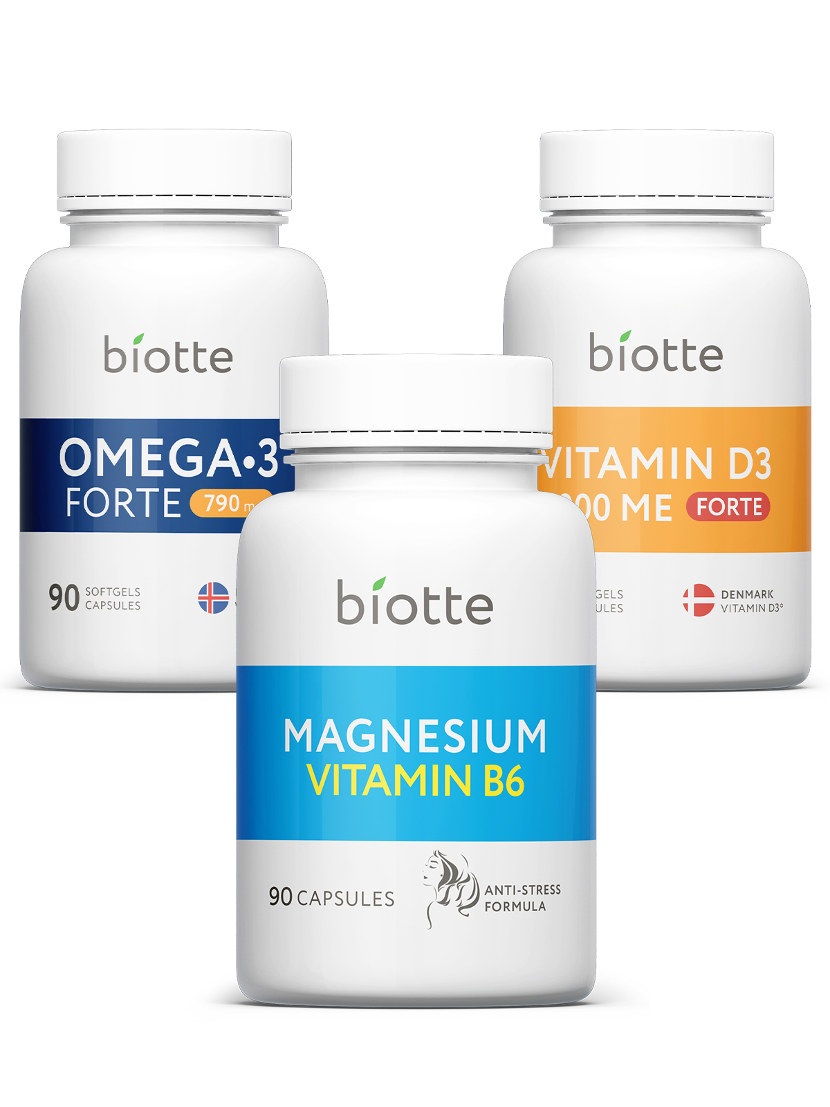 Витамины Biotte Магний В6 и Витамин D3 от стресса капсулы 180 шт.