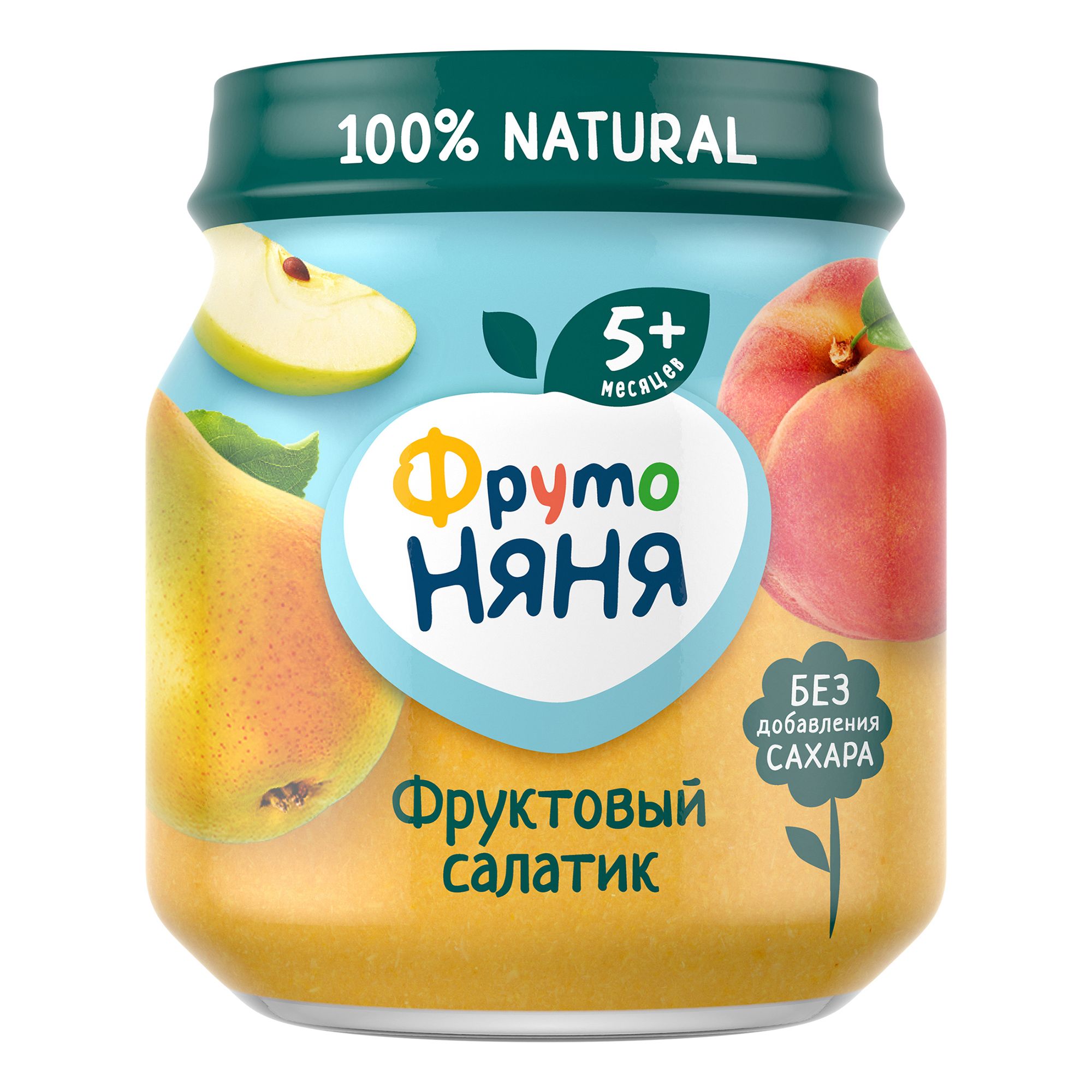 

Пюре фруктовое ФрутоНяня Фруктовый салатик с 5 мес. 100 г, 1 шт., Фруктовый салатик
