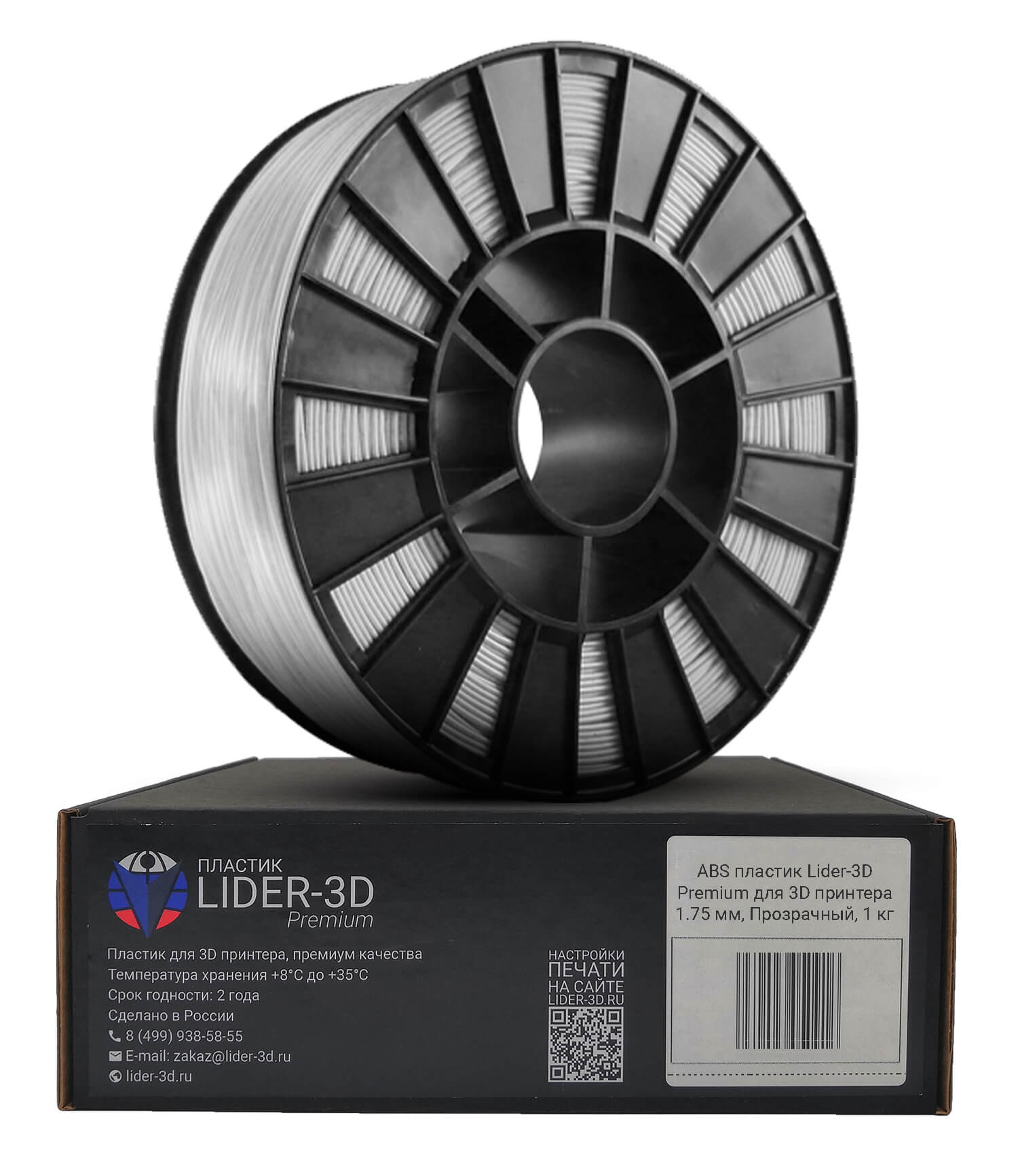 фото Пластик для 3d-принтера lider-3d premium abs transparent (221305-12)