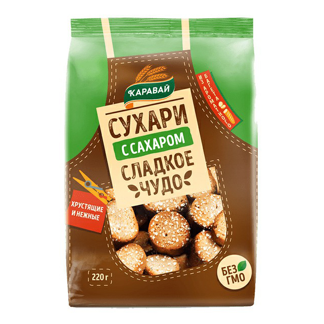 

Сухари Каравай Сладкое чудо ванильные с сахарной посыпкой 220 г
