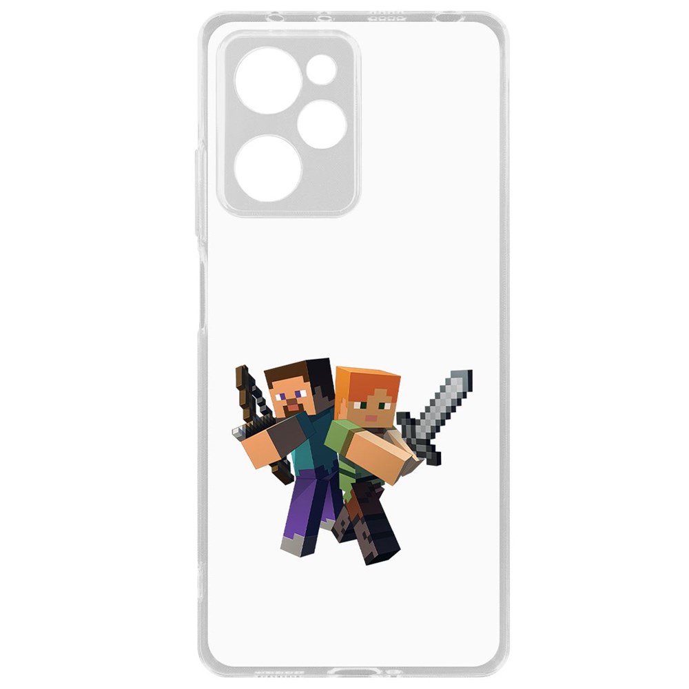 

Чехол-накладка Krutoff Clear Case Minecraft-Стив и Алекс для Xiaomi Poco X5 Pro, Прозрачный