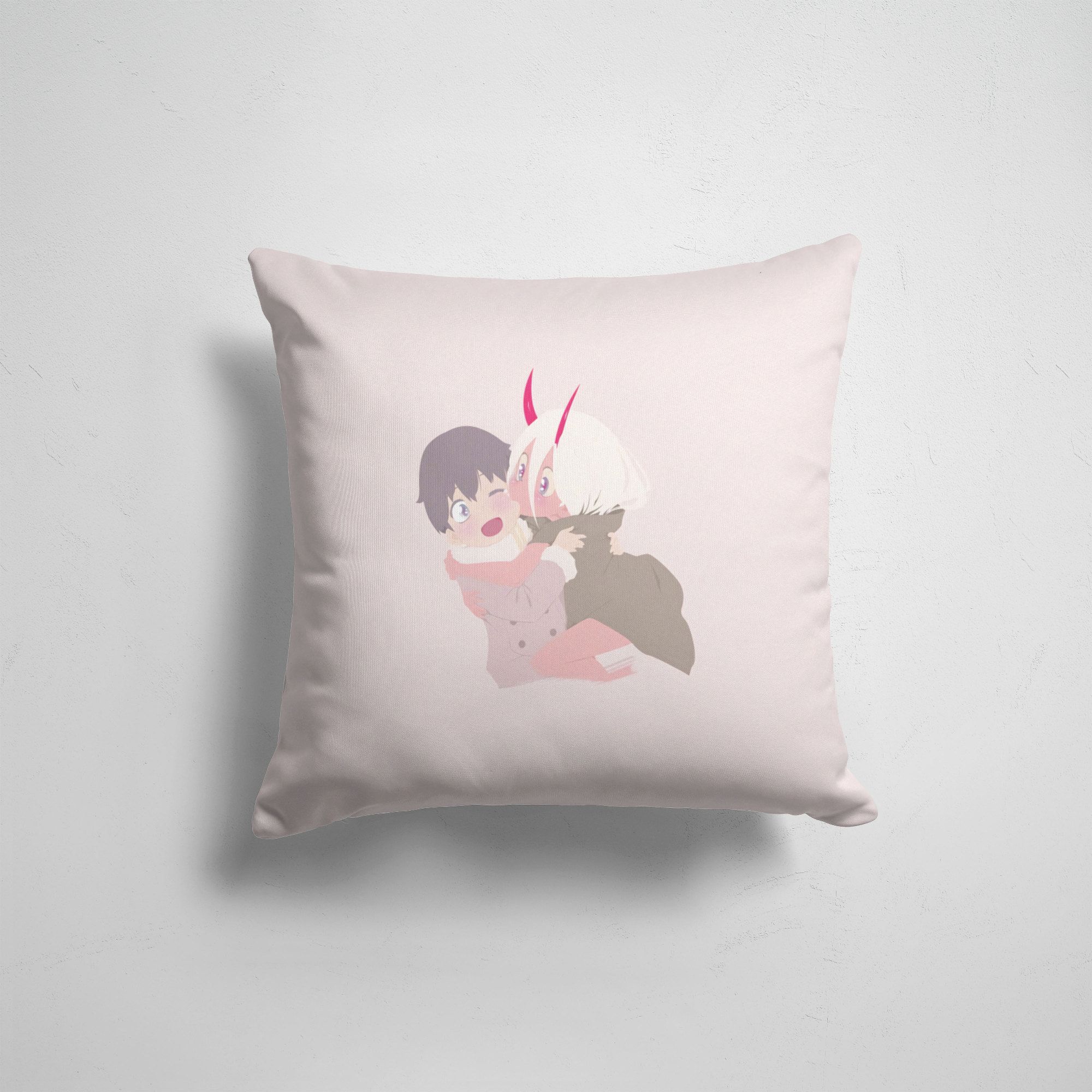 

Подушка декоративная 45х45см Аниме Darling in the FranXX ZERO TWO AND HIRO CUTE, Разноцветный