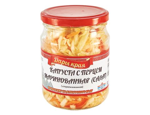 

Капуста Дары края белокочанная маринованная с перцем 500 г