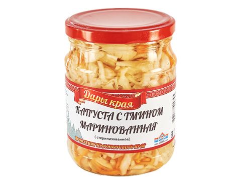 

Капуста Дары края белокочанная маринованная с тмином 500 г