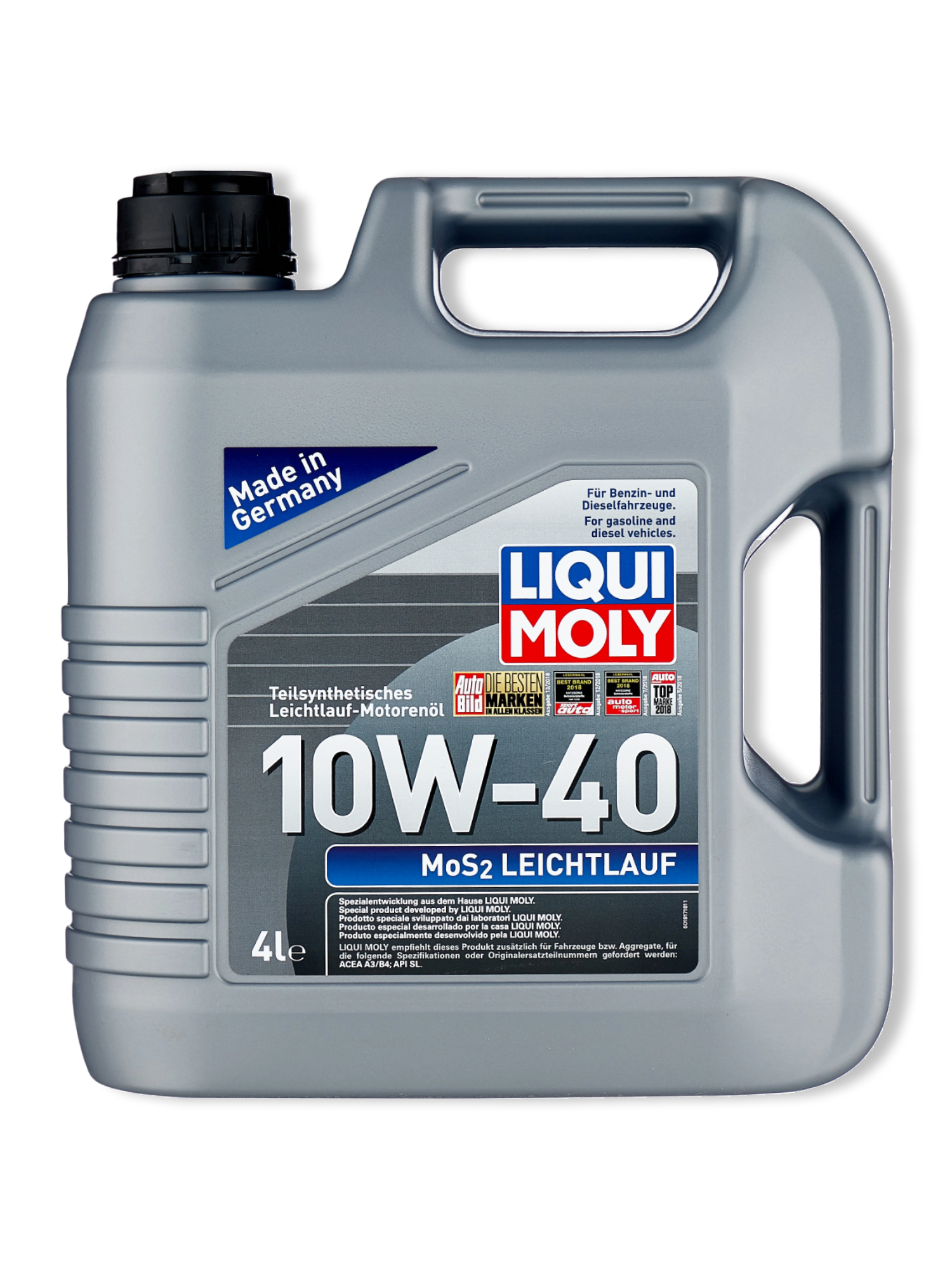 фото Полусинтетическое моторное масло liqui moly mos2 leichtlauf 10w-40 4 л (6948)