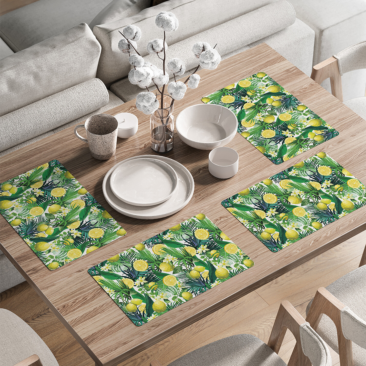 

Комплект тканевых салфеток JoyArty "Лимоны и тропики" для сервировки стола 46x30 см 4шт, Зеленый, Лимоны и тропики