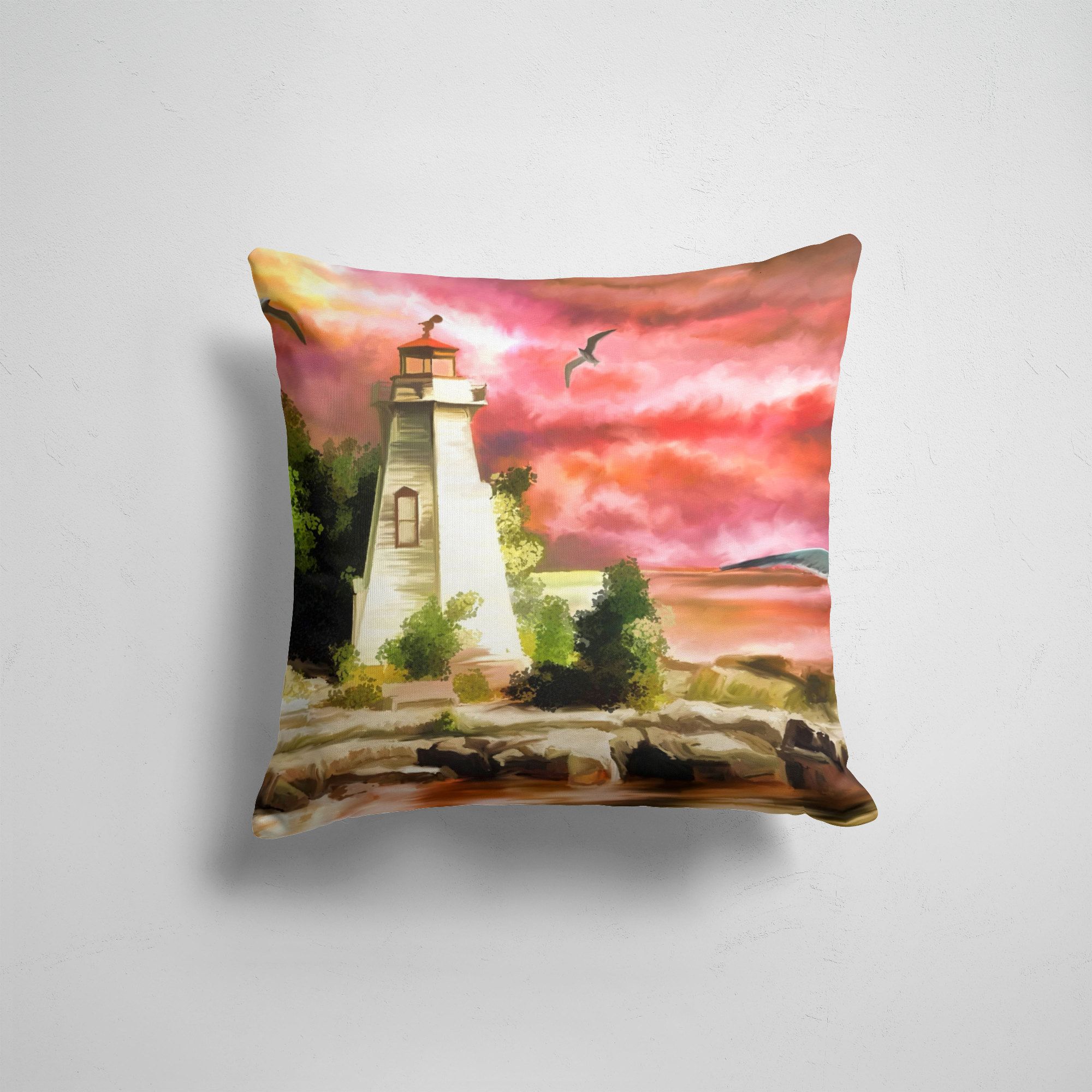 

Подушка декоративная 45х45см Популярные Природа Lighthouse, Разноцветный