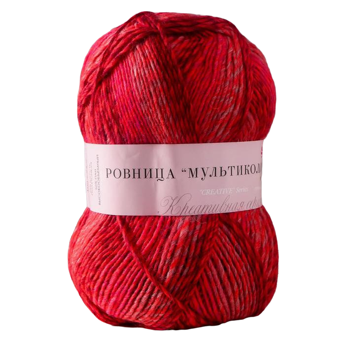 

Пряжа Ровница Мультиколоровая 50% шерсть 50% акрил 400м/200гр (1176 М), Красный