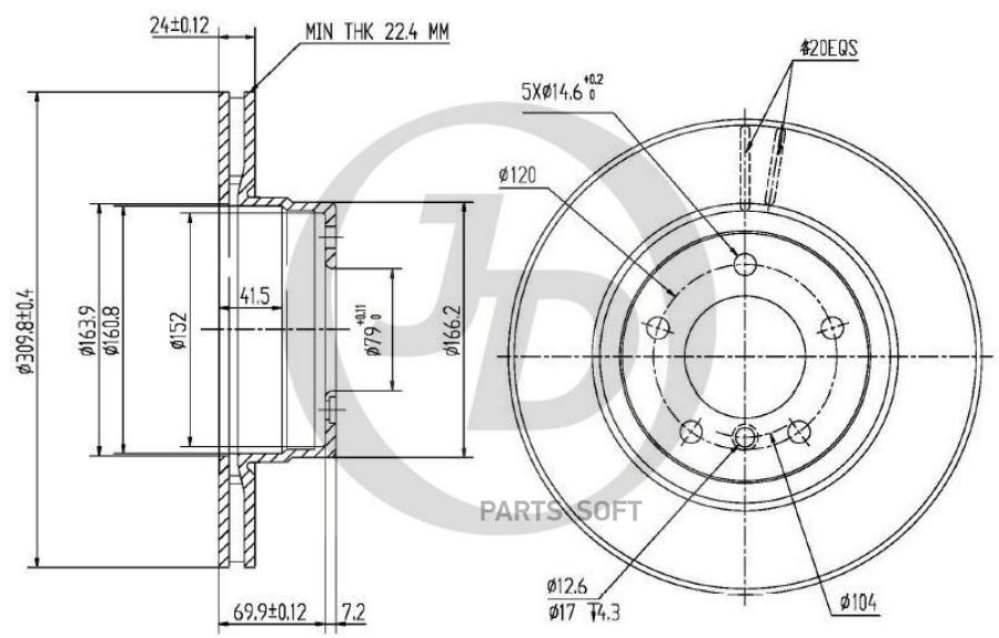 

Тормозный колодки JUST DRIVE передний 303x26 мм 5 отверстий JBD0005