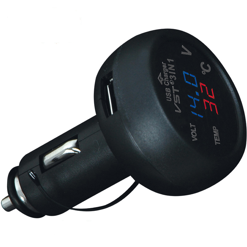 Термометр, вольтметр, USB зарядка в прикуриватель 12-24В VST 706