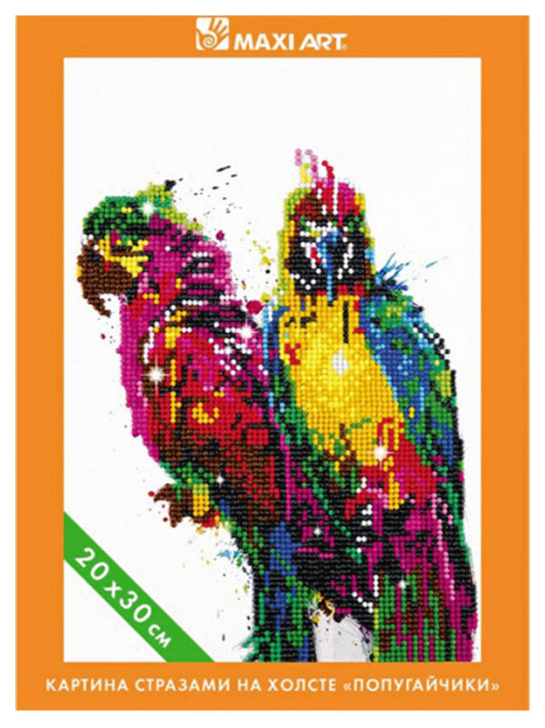 Картина из страз Maxi Art Попугайчики 20 х 30 см