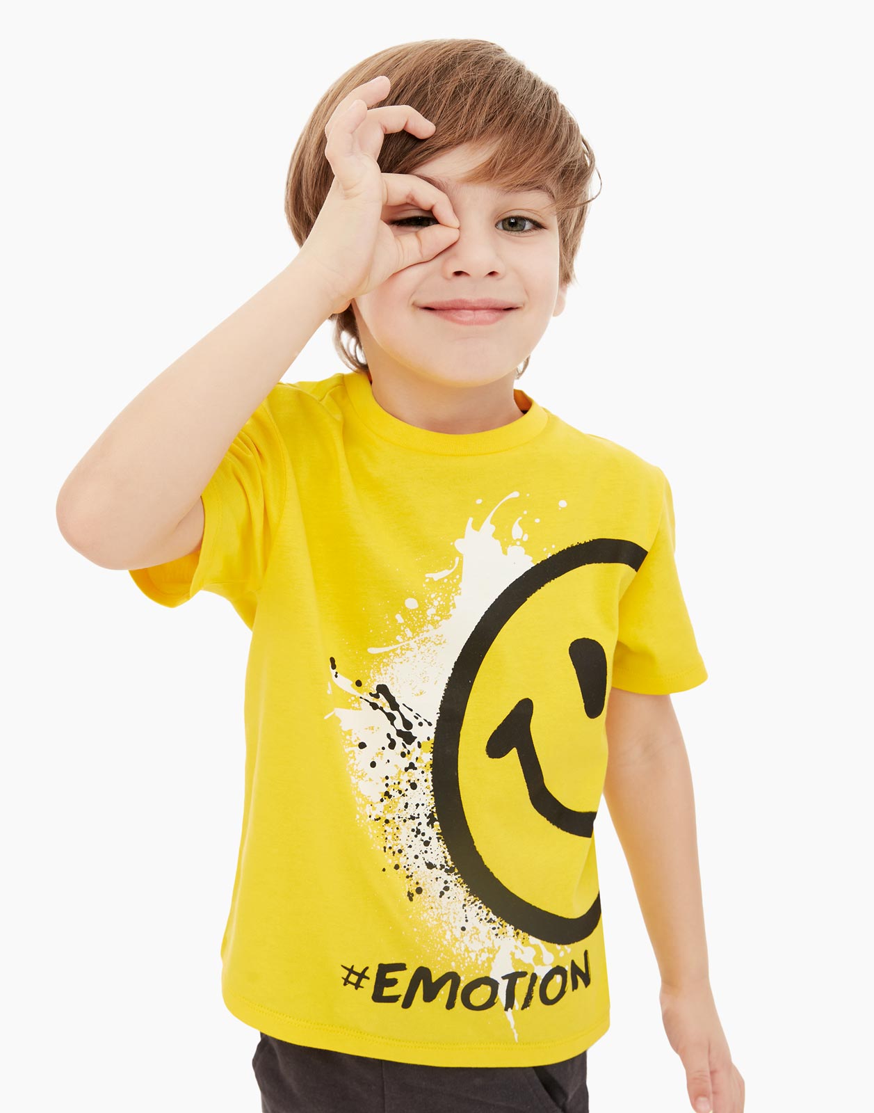 Жёлтая футболка Standart с принтом для мальчика Gloria Jeans 12мес/80