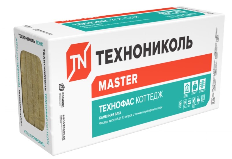 

Утеплитель базальтовый Технониколь Технофас-105 Коттедж 100 x 600 x 1200 мм / 2,16 м2 / 0,