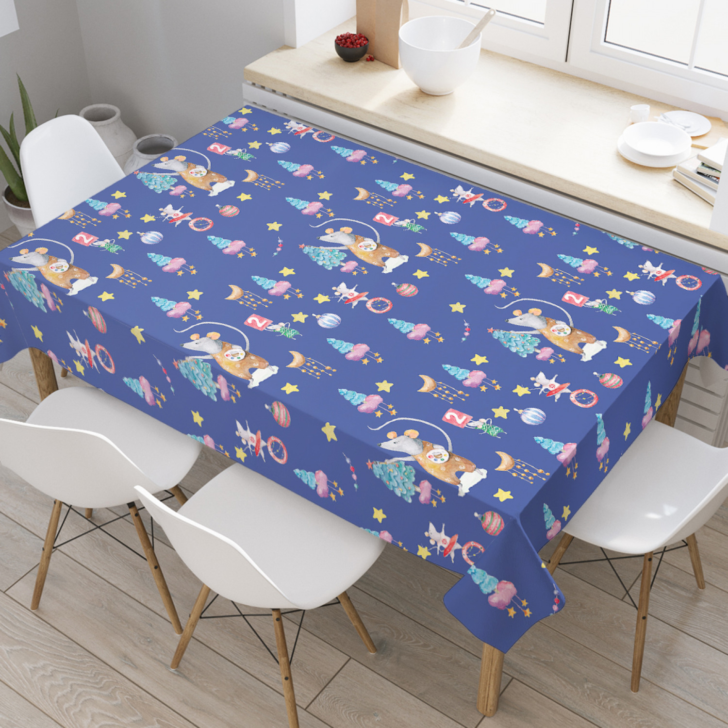 

Скатерть прямоугольная JoyArty "Мышка рисует" из оксфорда, 120x145 см, Мышка рисует