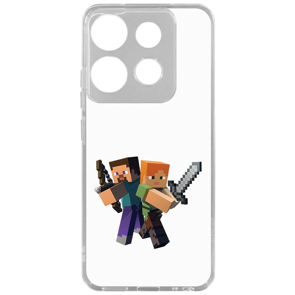 

Чехол-накладка Krutoff Clear Case Minecraft-Стив и Алекс для TECNO Spark Go 2023, Прозрачный