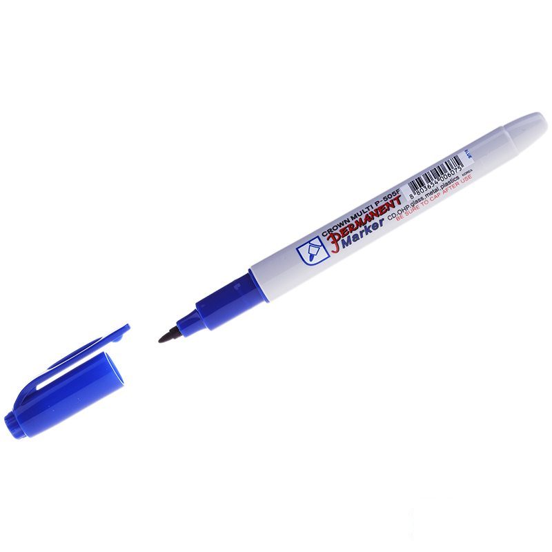 

Маркер перманентный Crown Multi Marker Super Slim (1мм, круглый наконечник, синий), 12шт