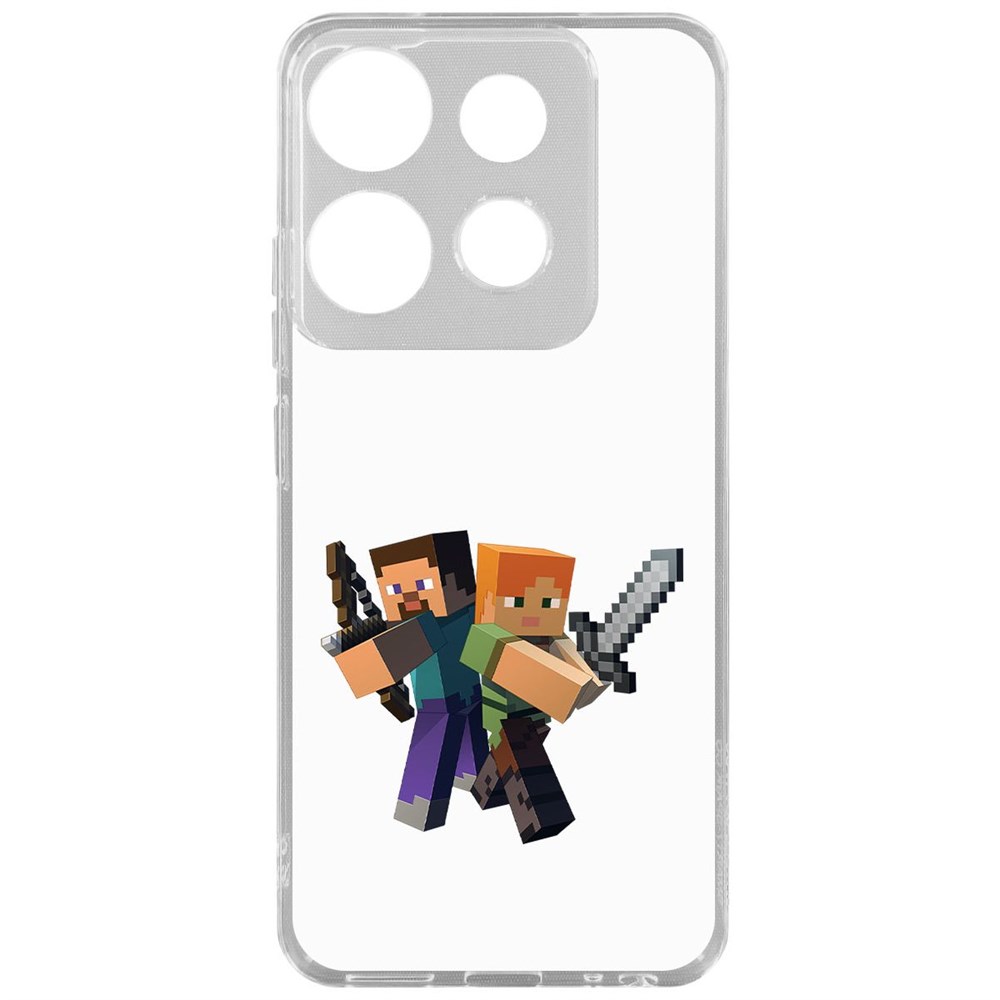 

Чехол-накладка Krutoff Clear Case Minecraft-Стив и Алекс для TECNO POP 7 Pro, Прозрачный