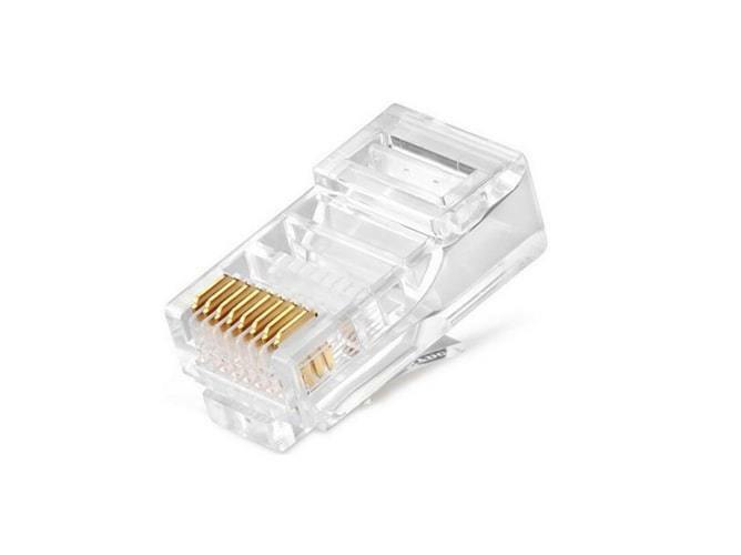 Коннектор RIPO RJ-45 (8P8C) cat.6 покрытие 3мкд, универсальные ножи (5 шт.) 003-400023/5