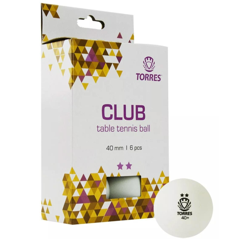 

Мяч для настольного тенниса TORRES Club 2 набор 6шт. белый spt0037011, Club