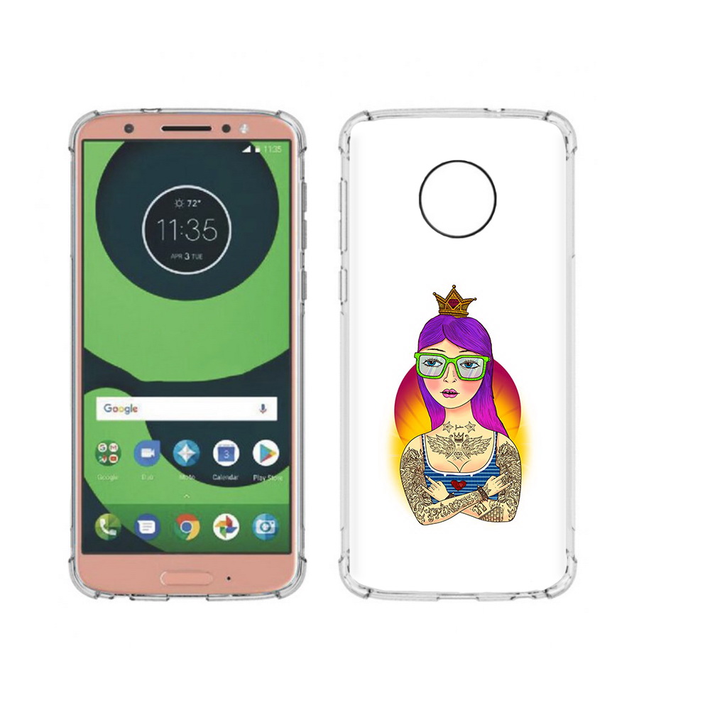 

Чехол MyPads Tocco для Motorola Moto G6 девушка в татуировках с короной (PT99805.376.305), Прозрачный, Tocco